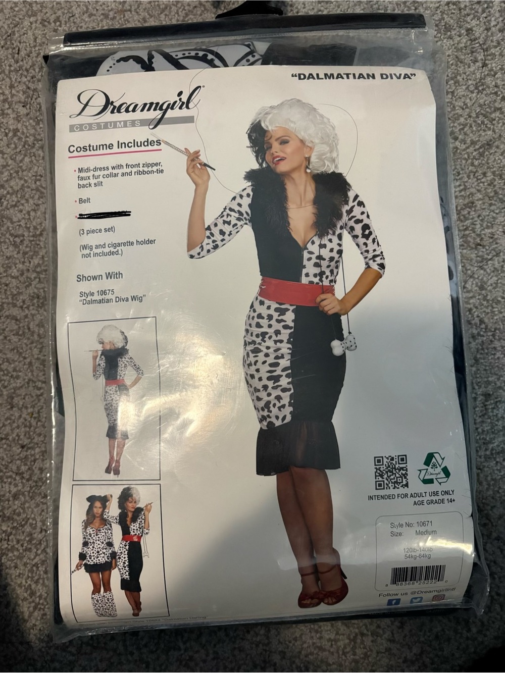 Dreamgirl Black & White Dalmatian Print Midi Dress with Red Belt